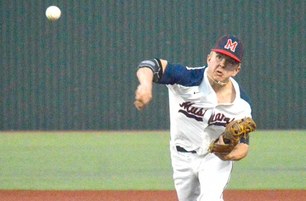 Madisonville’s Rayce Hudson delivered five no-hit innings in the team’s 13-0 mercy rule victory over Connally at MHS Friday to improve to 2-1 in district play. The Mustangs also defeated Fairfield in a non-district bout Saturday by a score of 9-2 before returning to league play with a road matchup in Mexia Tuesday. CAMPBELL ATKINS