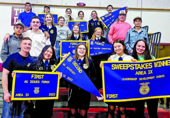 The Madisonville FFA team with their winning ribbons at Onalaska. COURTESY PHOTO