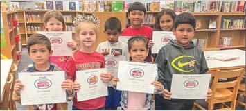Madisonville Elementary Students of the Month for April Front row-Levi Carter Belle Davis, Camila Camacho, Josue Lopez Back row-Joey Carter, Alexander Penaloza, Ermhiel Paludipan, Bree Fox