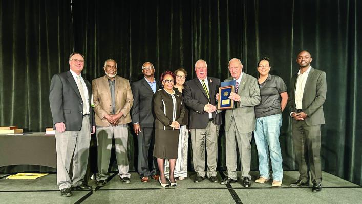 On Thursday, April 25, Madisonville City Staff and Madisonville City Council members attended the 42nd Texas Aviation Conference at Moody Gardens Hotel and Convention Center in Galveston to be presented the 2024 State Airport of the Year Award for the Madisonville Municipal Airport. COURTESY PHOTO
