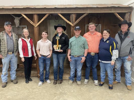 Madisonville FFA members were among those that won at the 47th Annual Land Homesite Rangeland Content hosted by Bedias Creek Soil &amp; Water Conservation District #428 Wednesday, Feb. 14. Corbin Fraley was awarded the 2024 Rangeland Scholarship and first place Rangeland; James Bevers won third place Homesite; and Madisonville FFA won second place Team Rangeland. COURTESY PHOTOS