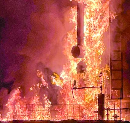 Oil well fire. COURTESY PHOTO BY NZVFD CHIEF TONY CLAY