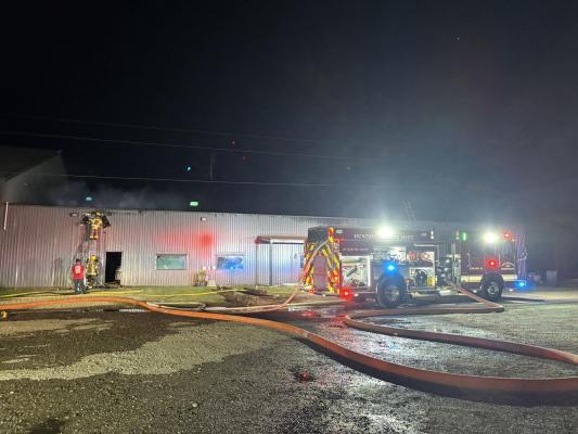 Firefighters from six departments across four counties battle a three-alarm fire at Branded For Christ Church in Walker County March 26. Photo Courtesy of Crabb’s Prairie VFD PHOTO COURTESY OF CRABB’S PRAIRIE VFD