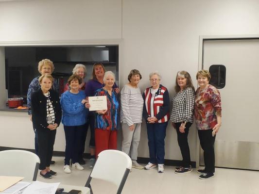 Daughters attending Awards presentation: Back row left to right: Nancy Page, Jennifer Figley, Lisa Wamsley Front row, left to right: Bonne Hendrix, Barbara Sisk, Pat Harper, Elayne Campbell, Pat Stephenson, Maisie Temme, and Donnie Moore Not pictured: Regent, Shelli Sheppard.