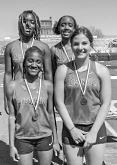 The varsity girls 4x100 relay team, consisting of Kemyreul/Keilee/Quineysia/ Lindsie, placed 4th.