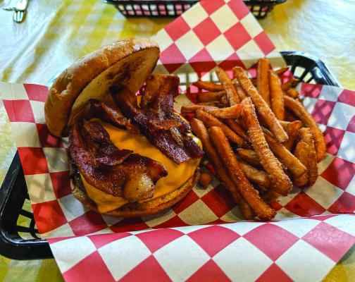 The burger at Pecan Grove. PHOTO BY GAGE MATTHIEU