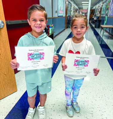 Jaxon Cortez and Nashly Castillo stood out as Students of the Month for first grade at Madisonville Elementary.