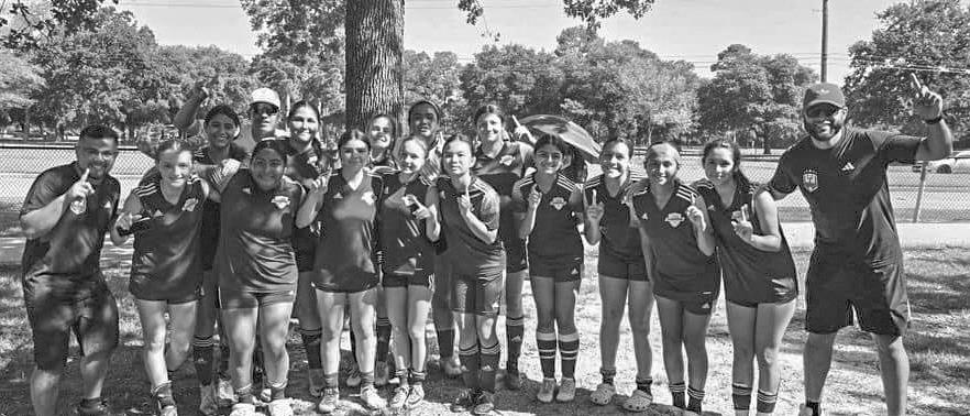 The girls, alongside their coaches, after earning the spot in the Southern Presidents Cup on Sunday, May 19. COURTESY PHOTOS