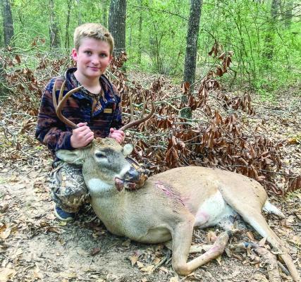 A 10-year-old from Madison County, Beaux Marsh, harvested a buck during early youth season. He is the son of Justin and Paige Marsh. COURTESY PHOTO