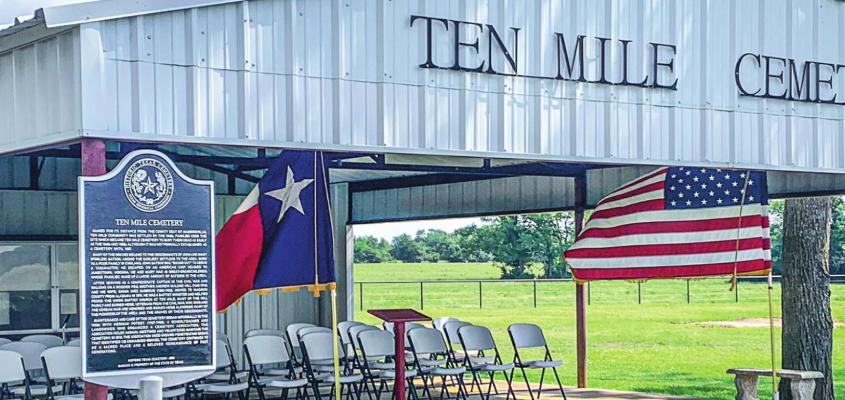 Locals gathered at Ten Mile Cemetery Saturday to view an unveiling ceremony for its newly acquired Historic Texas Cemetery Marker. COURTESY PHOTOS