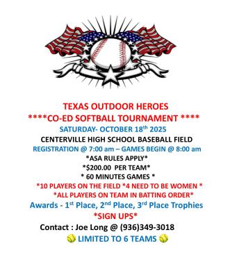 Softball Tournament Set for Oct. 18