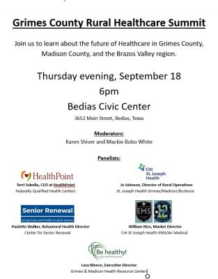 Healthcare summit set for Thursday in Bedias