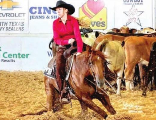 Riley Hope Farris won the 2021 NCHA Intermediate Amateur title at Will Rogers Arena in Fort Worth April 14. COURTESY PHOTO