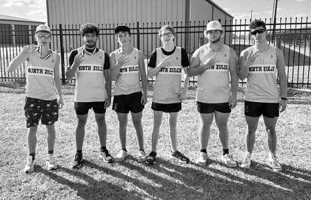 Bulldogs gather at the track before district competition Oct. 9. The boys varsity cross country team earned 12 individual medals at the Fayetteville meet. PHOTOS COURTESY NORTH ZULCH ISD