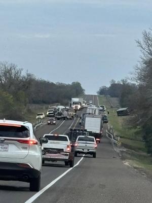 The crash scene in Bedias on Texas 90 on Thursday, Dec. 14. 