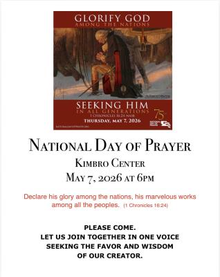 National Day of Prayer set for Kimbro Center