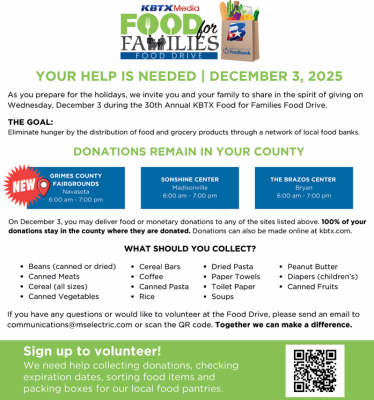 KBTX food drive Wednesday