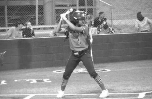 Madisonville’s Martia Tyler awaits a pitch during a Lady Mustangs home game at MHS. CAMPBELL ATKINS