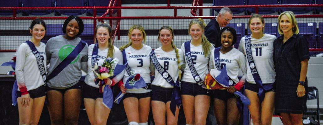 The Lady Mustangs during their senior night activities