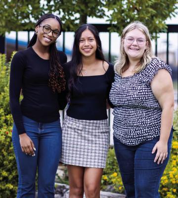 Left to Right: Freshman - Zoriah Whaley, Sophomore Marylin Guzman, and Junior - Phoebe Colwell.