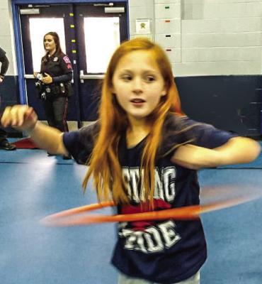 Pictured is Bynlee Garrett, a 2nd grader during the Kid’s Heart Challenge at Madisonville Elementary School