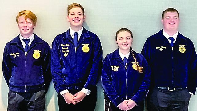 Sr. Quiz Team left to right: Andrew Cole, Thomas Dean, Delaney Callaham, Corbin Fraley