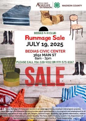 Bedia 4-H to host rummage sale